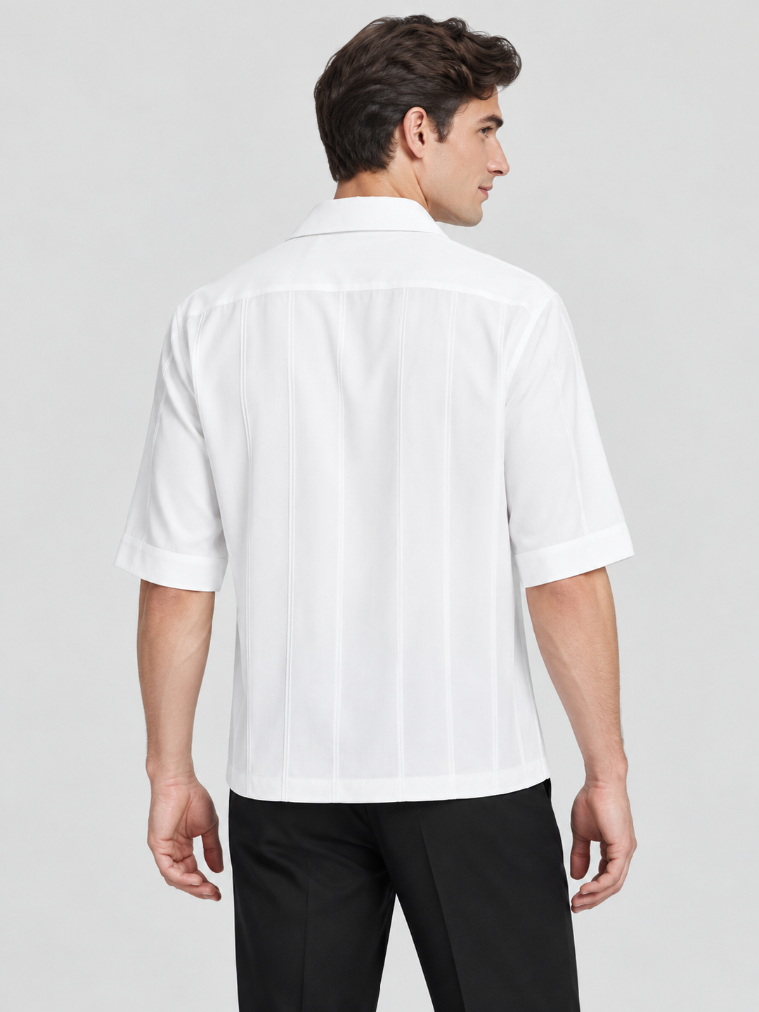 White Solid Short Sleeves Regular Shirt