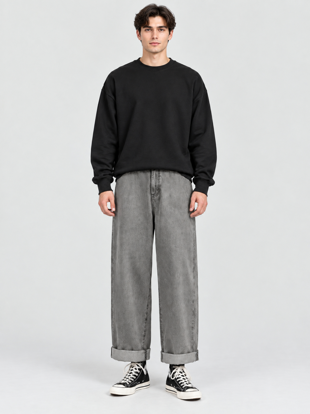 Grey Mid Rise Regular Jeans