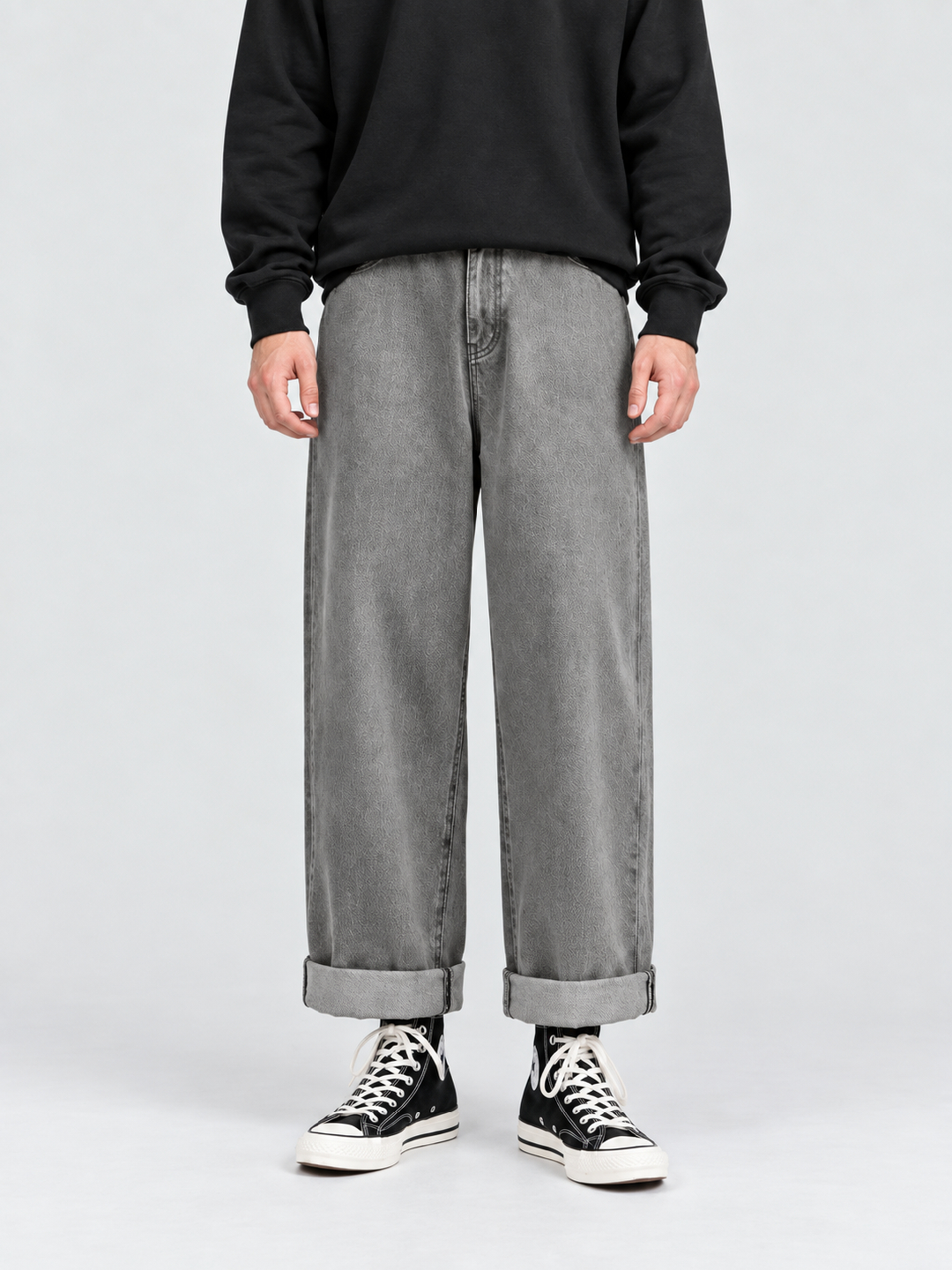 Grey Mid Rise Regular Jeans