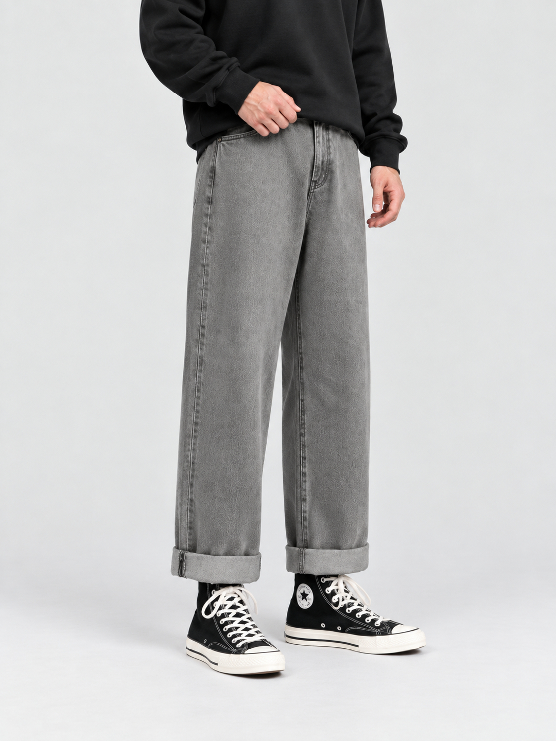 Grey Mid Rise Regular Jeans