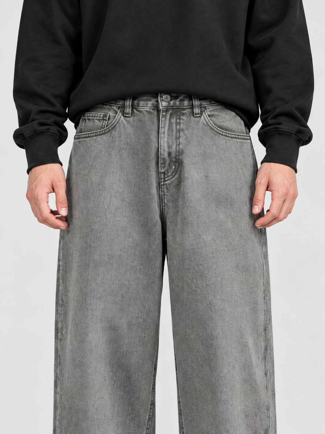 Grey Mid Rise Regular Jeans