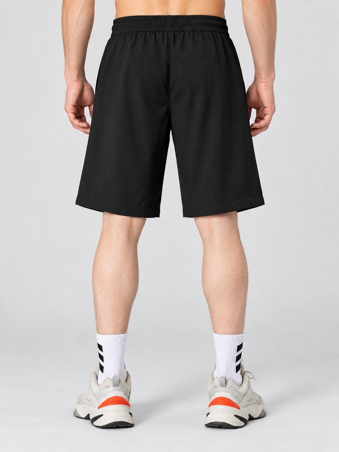 Black Solid Regular Shorts