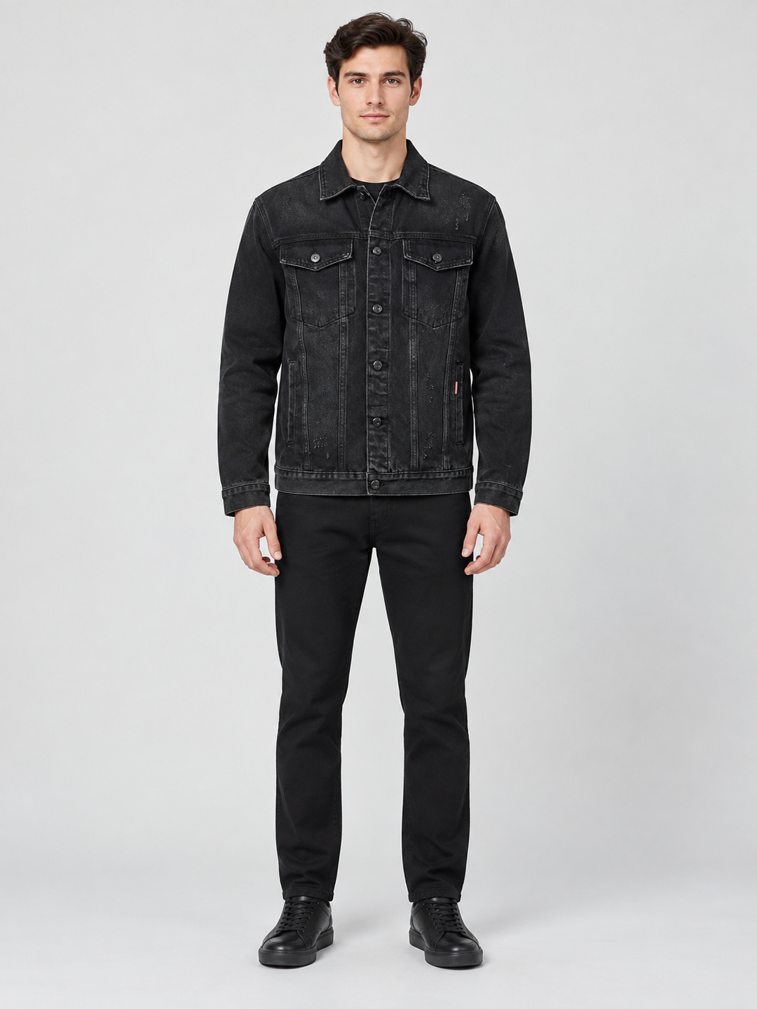 Black Solid Regular Bomber Jacket