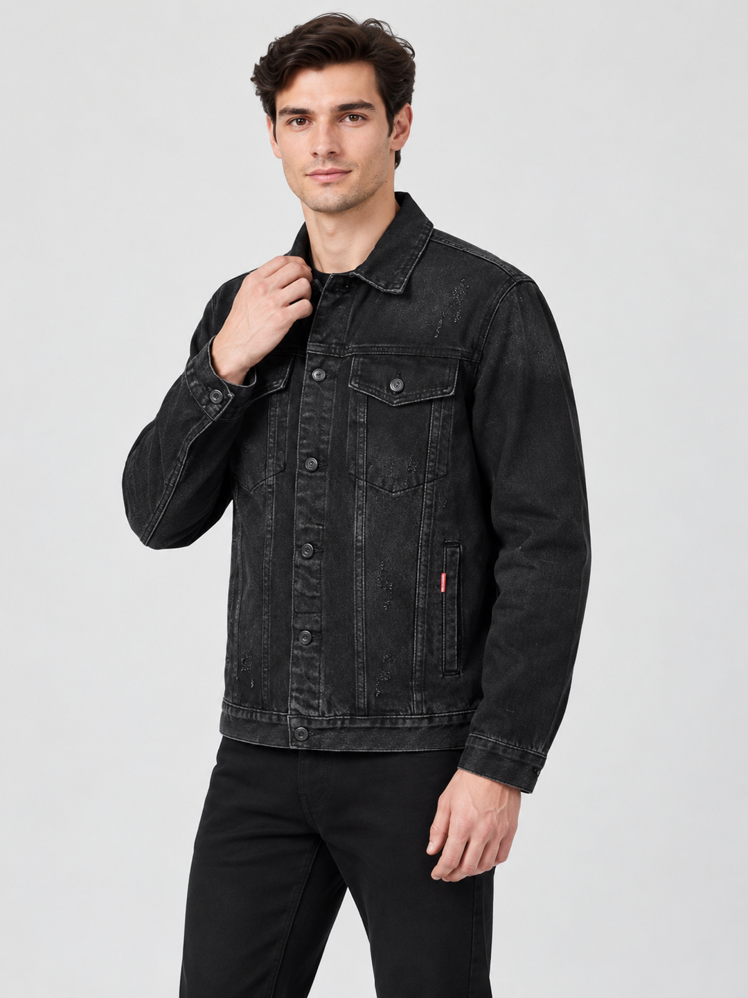 Black Solid Regular Bomber Jacket