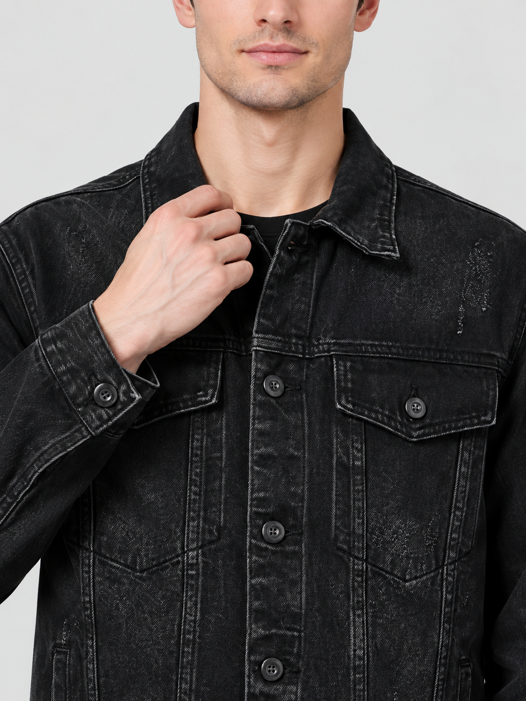 Black Solid Regular Bomber Jacket