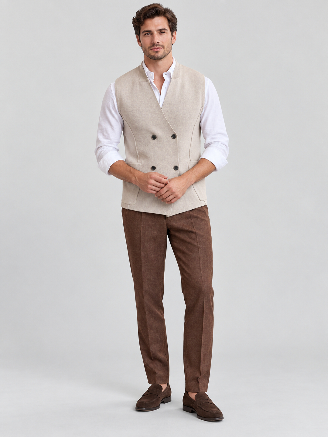 Beige Solid Sweater