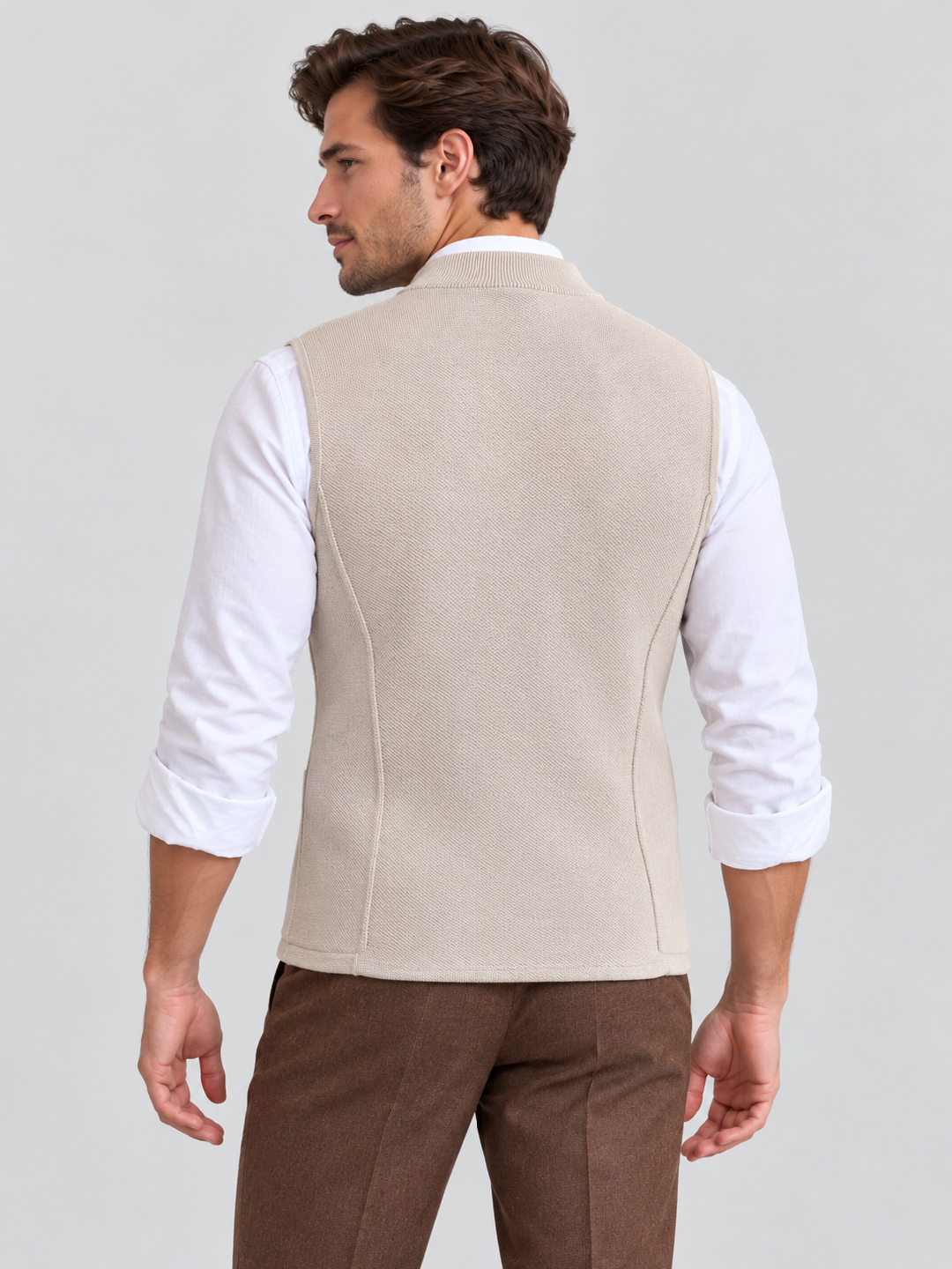 Beige Solid Sweater