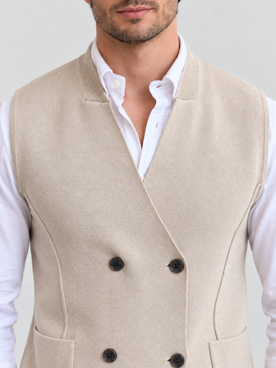 Beige Solid Sweater