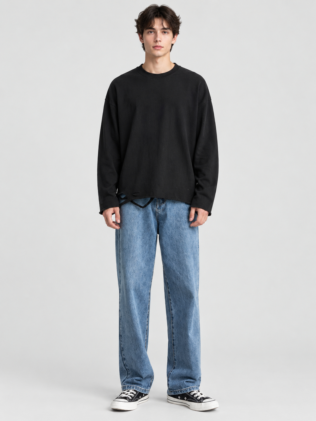 Blue Mid Rise Relaxed Jeans