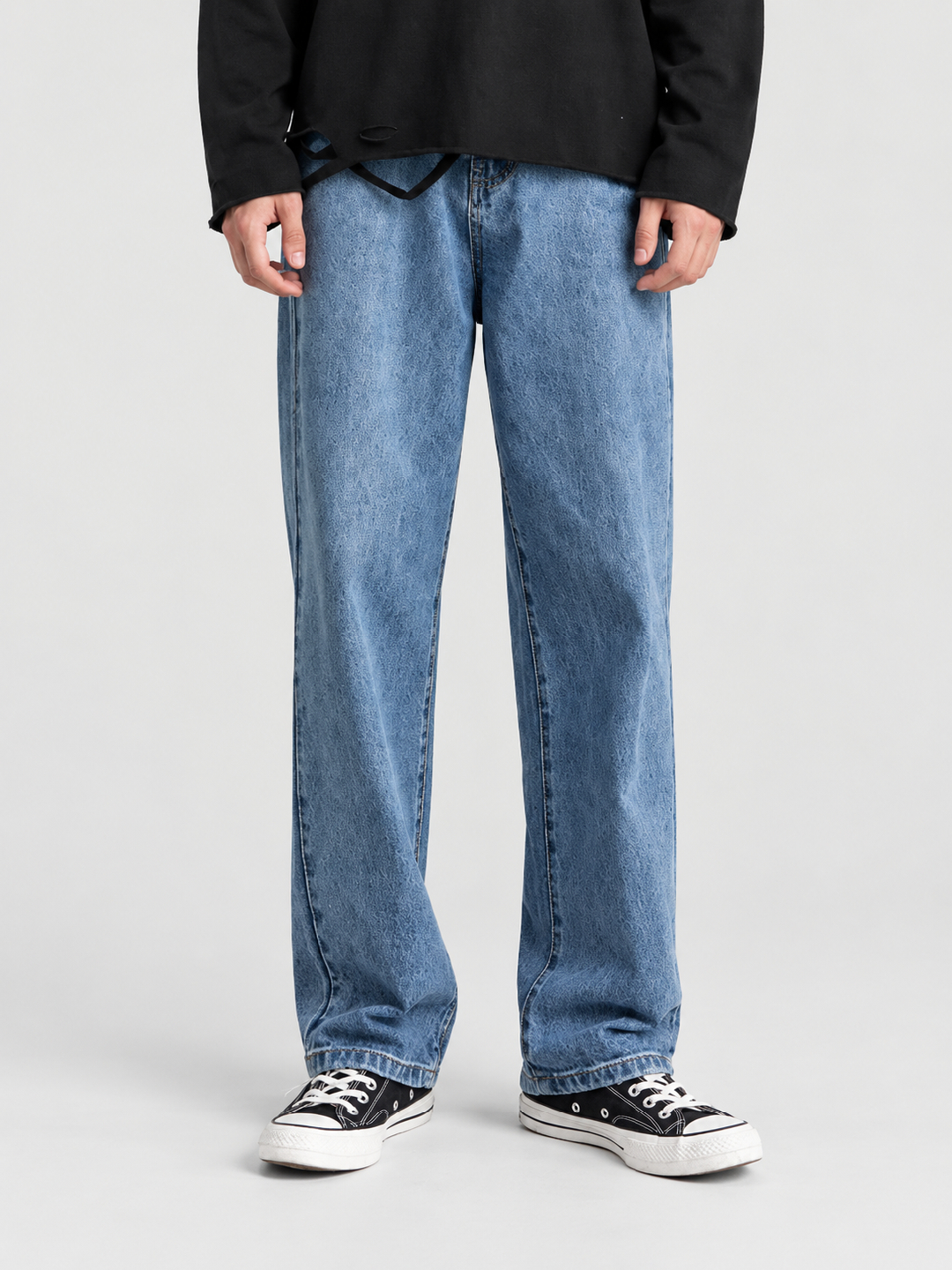 Blue Mid Rise Relaxed Jeans