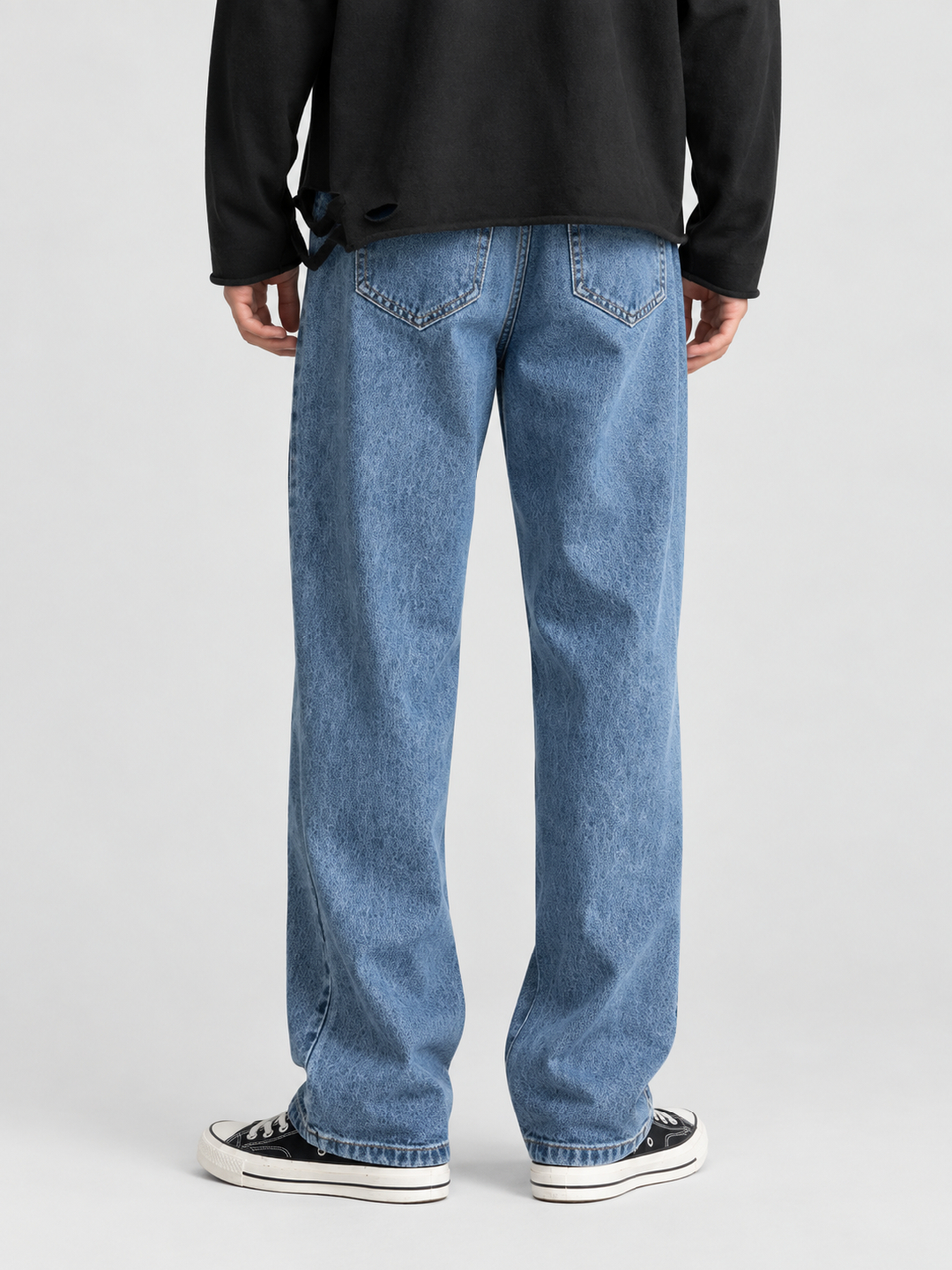 Blue Mid Rise Relaxed Jeans