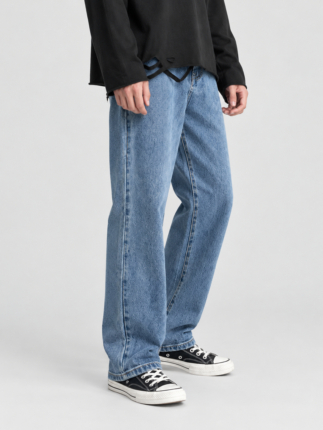 Blue Mid Rise Relaxed Jeans