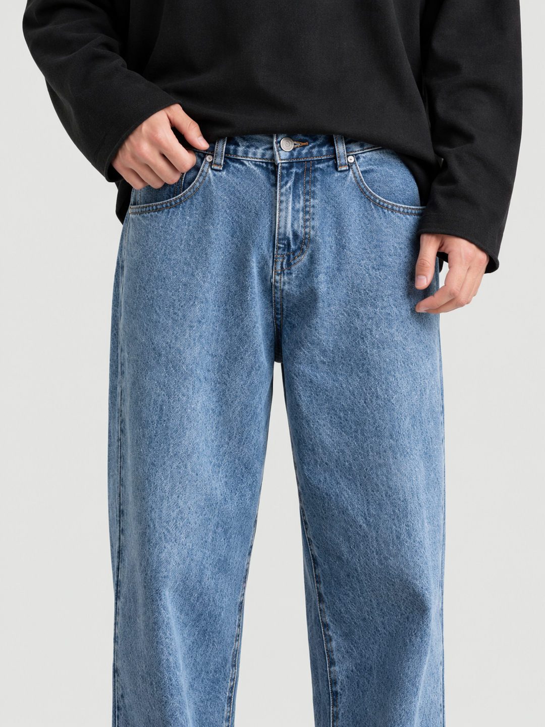Blue Mid Rise Relaxed Jeans