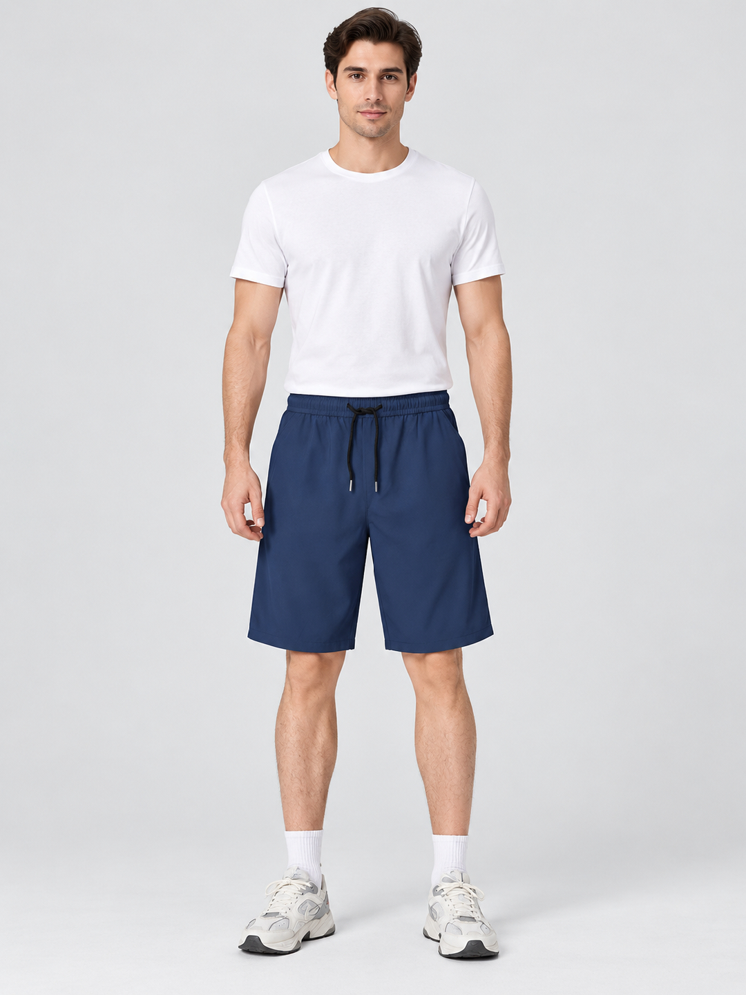 Navy Blue Solid Regular Shorts