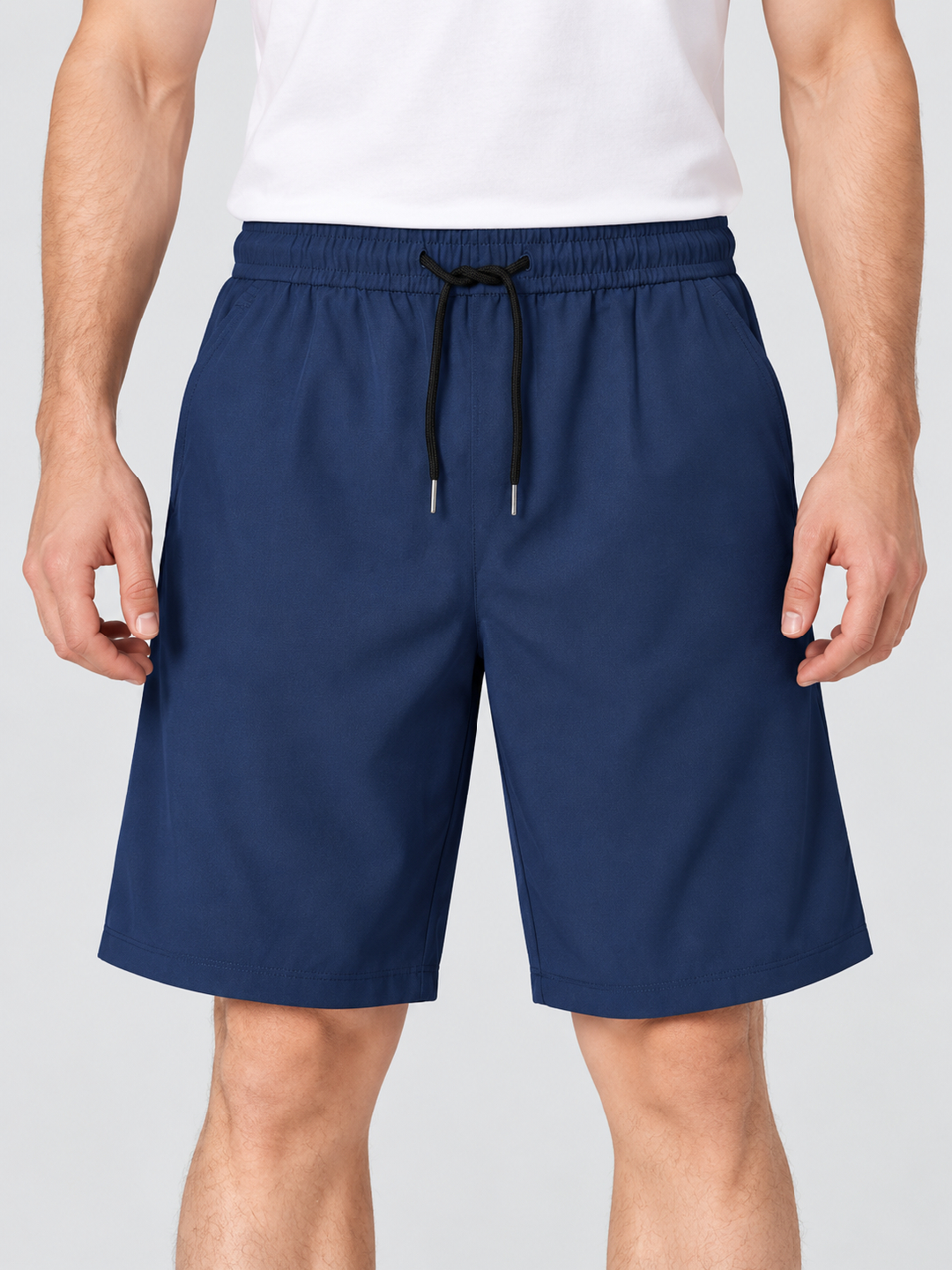 Navy Blue Solid Regular Shorts