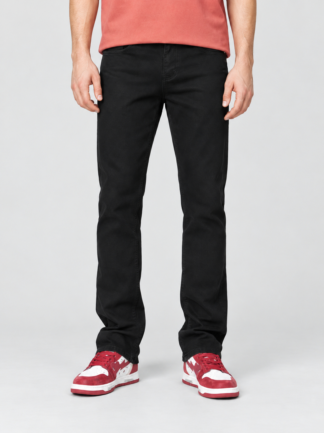 Black Mid Rise Regular Jeans