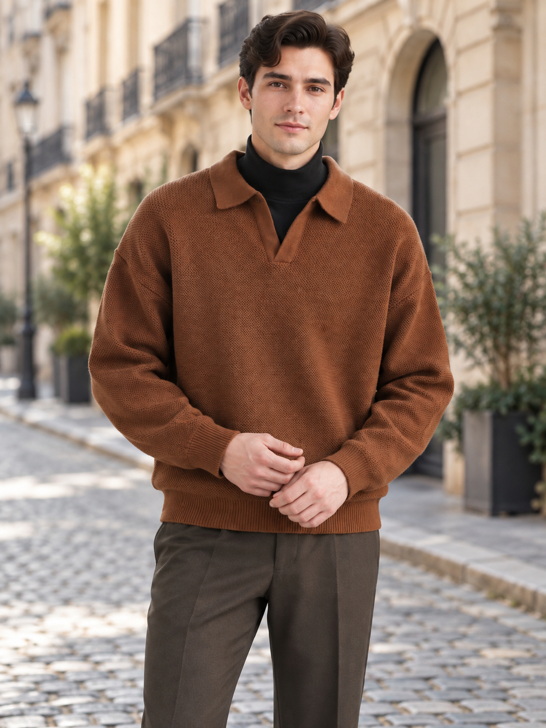 Brown Solid Sweater