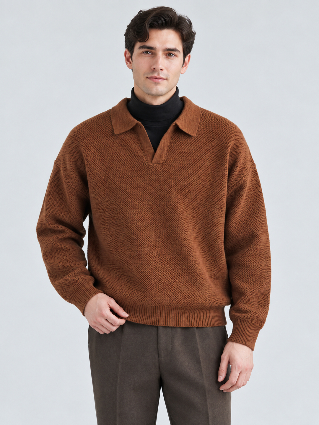 Brown Solid Sweater
