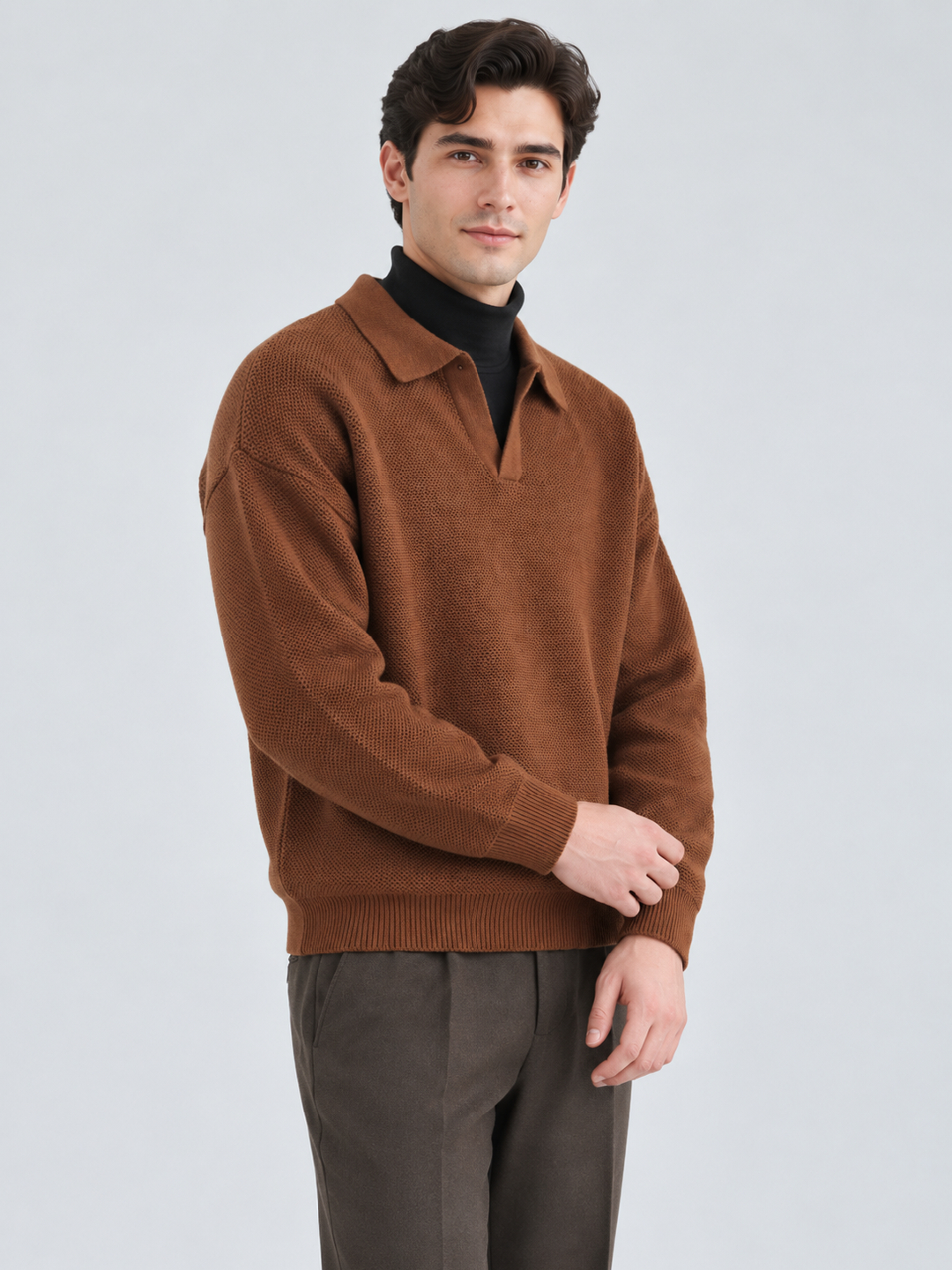 Brown Solid Sweater