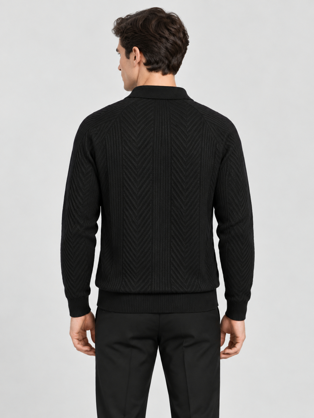 Black Solid Polo Neck Regular T-Shirt