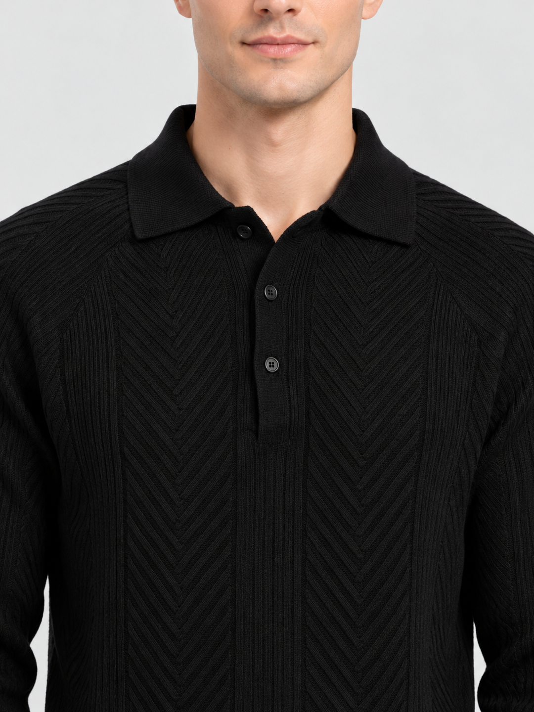 Black Solid Polo Neck Regular T-Shirt
