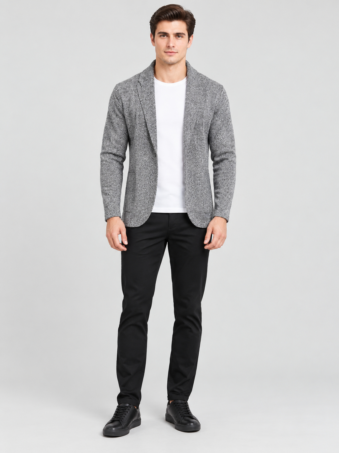 Grey Solid Regular Biker Jacket