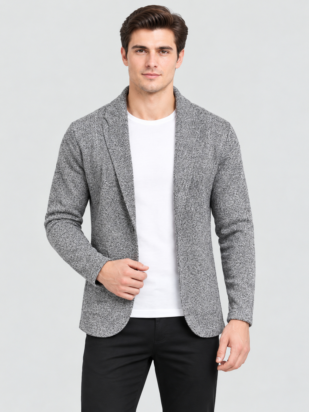 Grey Solid Regular Biker Jacket