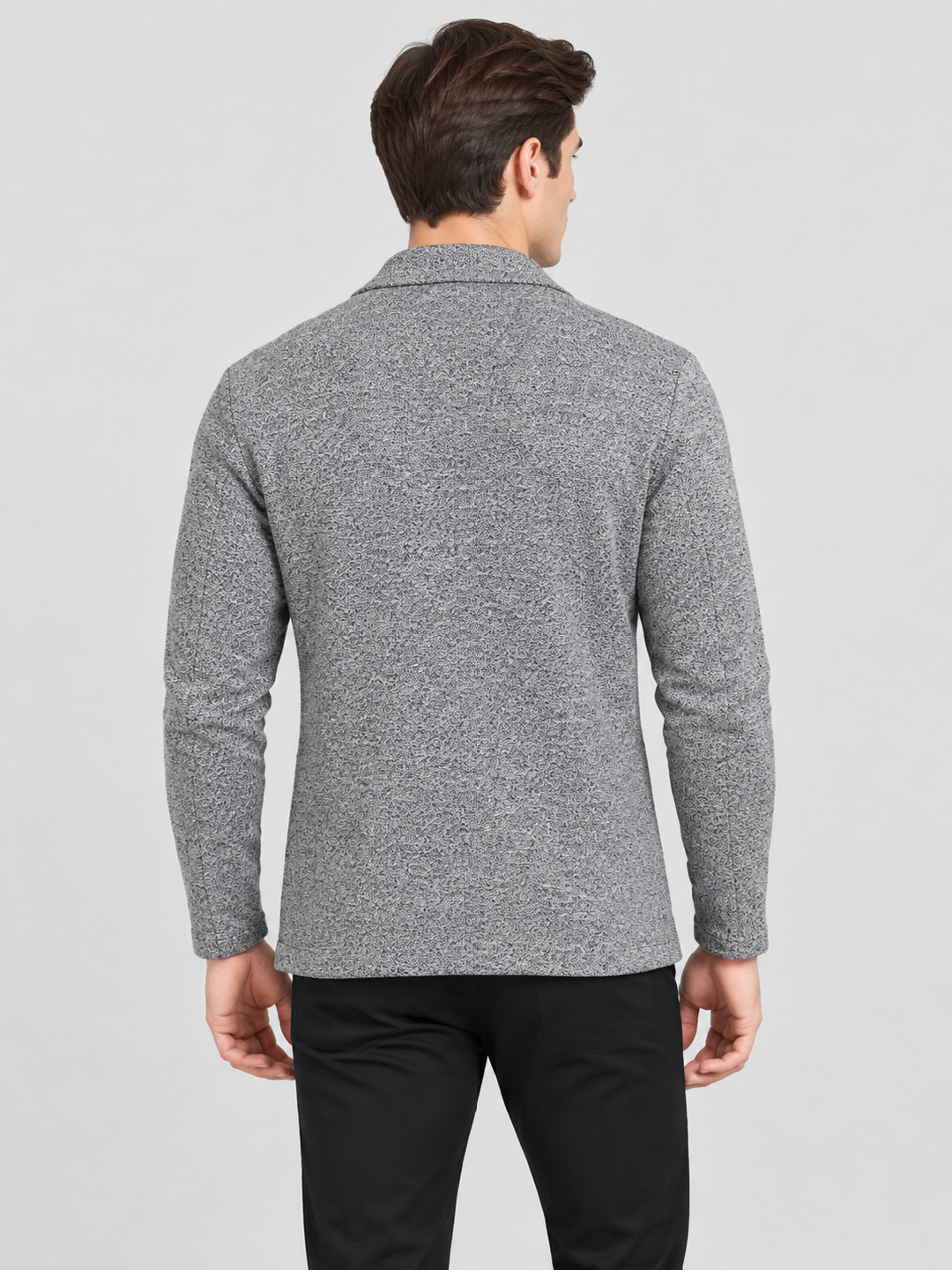 Grey Solid Regular Biker Jacket