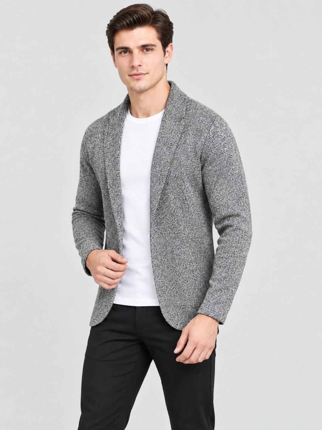 Grey Solid Regular Biker Jacket