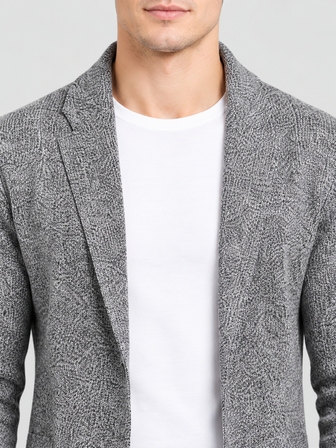 Grey Solid Regular Biker Jacket