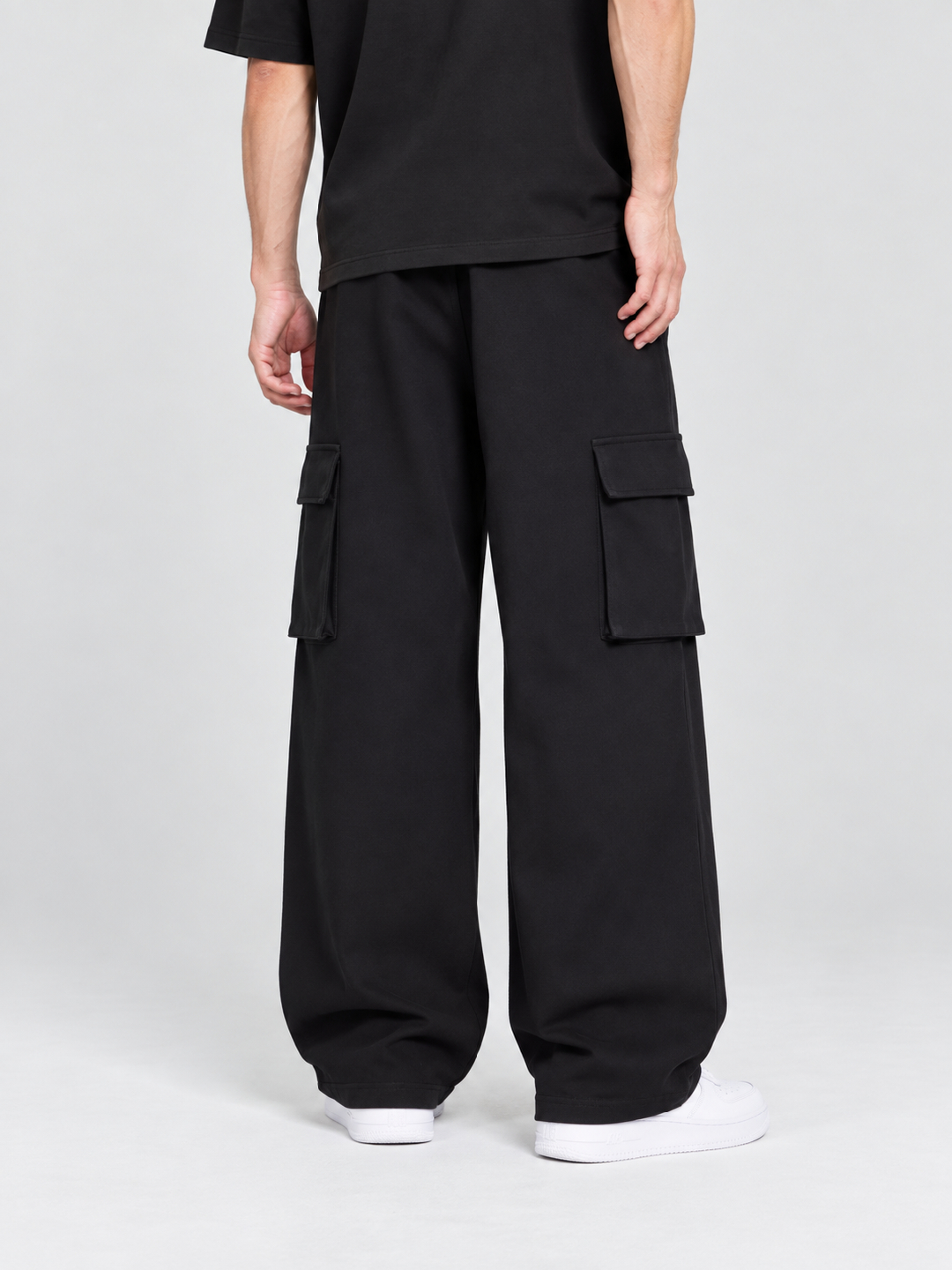 Black Mid Rise Wide Leg Jeans