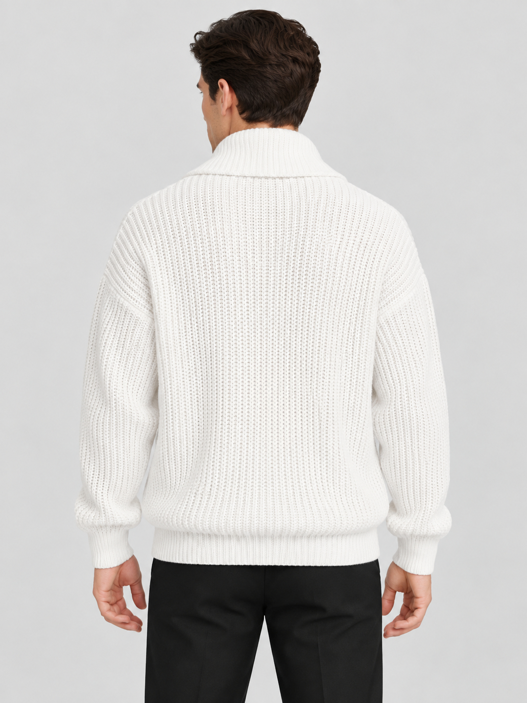 White Self Design Sweater