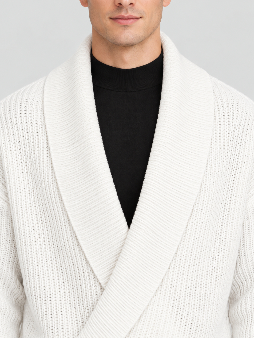 White Self Design Sweater