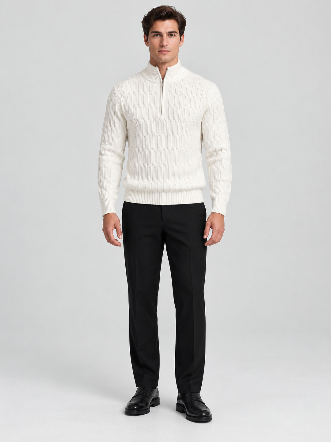 White Solid Polo Neck Regular T-Shirt