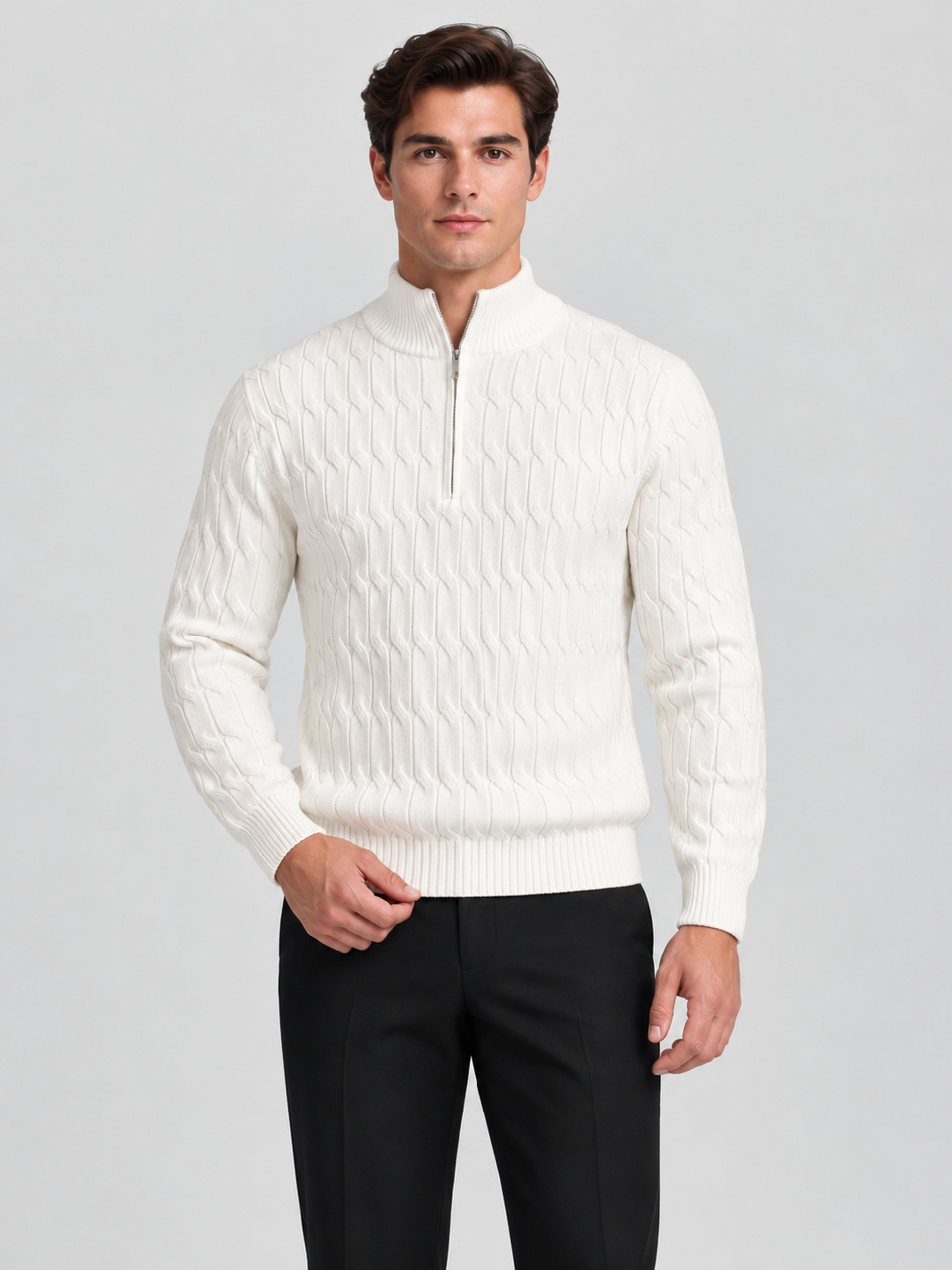 White Solid Polo Neck Regular T-Shirt