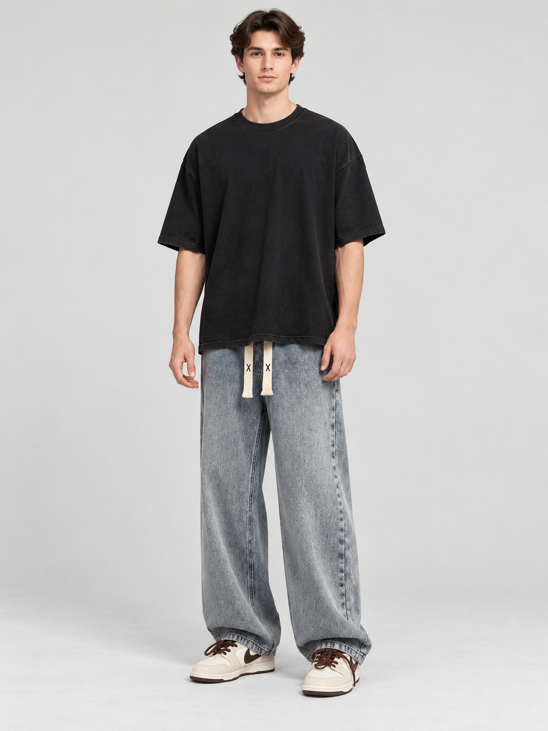 Blue Mid Rise Wide Leg Jeans