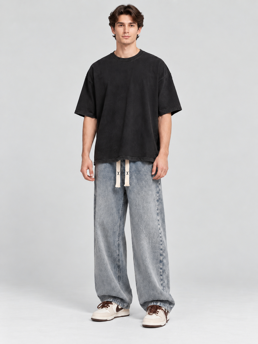 Blue Mid Rise Wide Leg Jeans