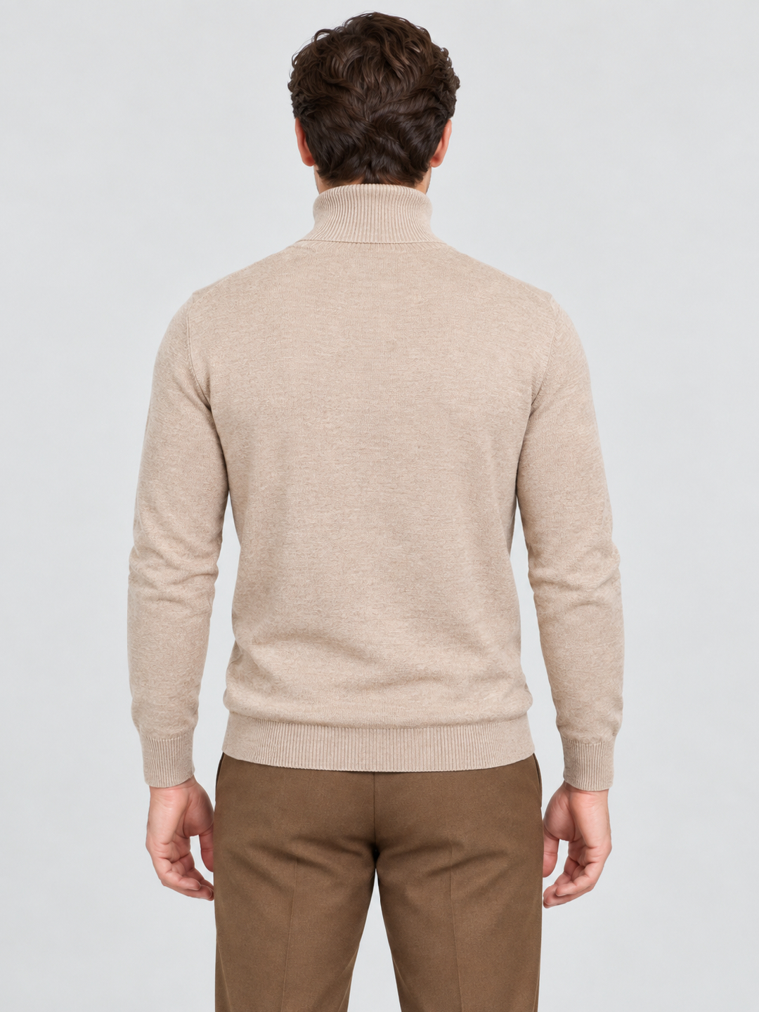 Beige Solid Sweater