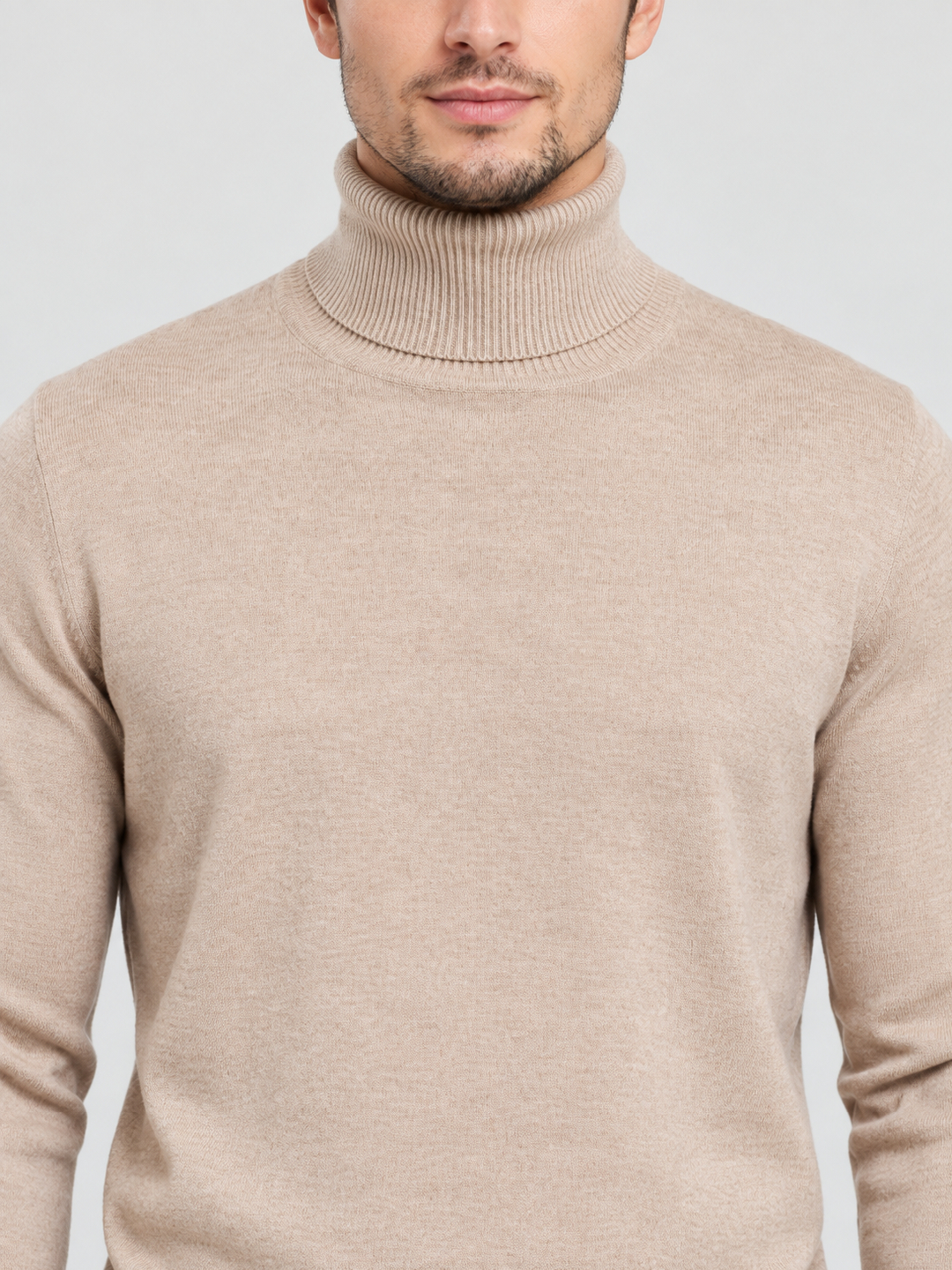 Beige Solid Sweater