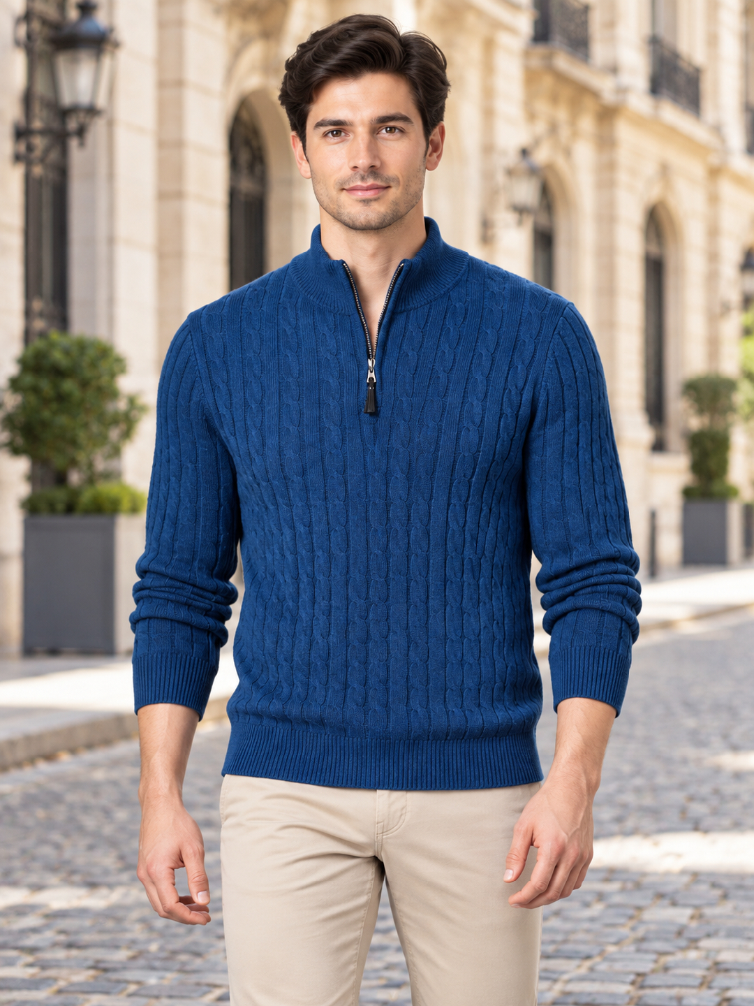 Blue Solid Sweater