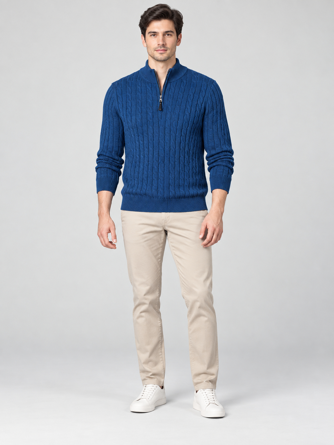 Blue Solid Sweater