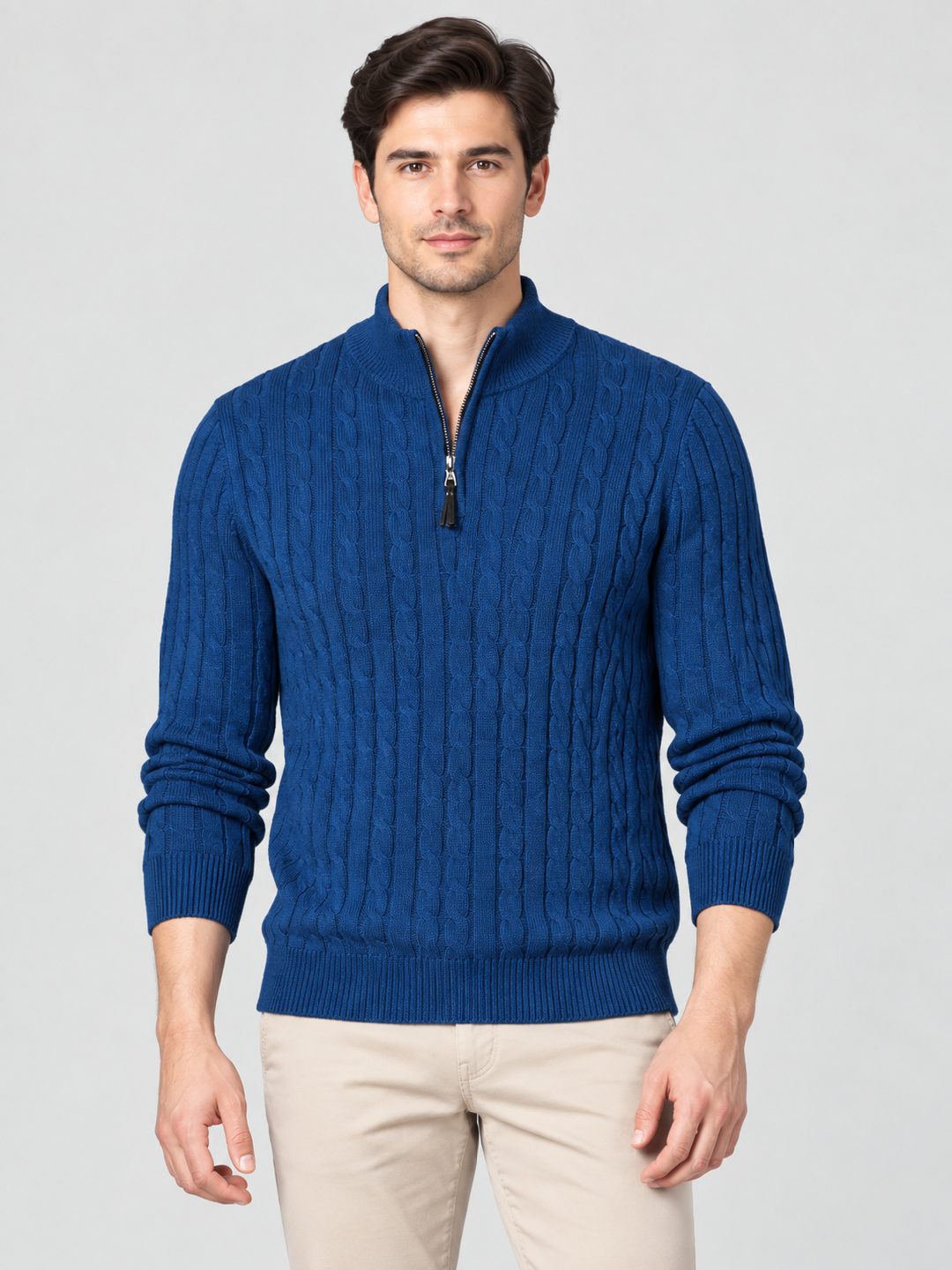 Blue Solid Sweater