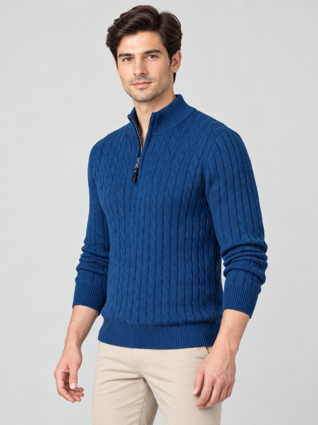 Blue Solid Sweater