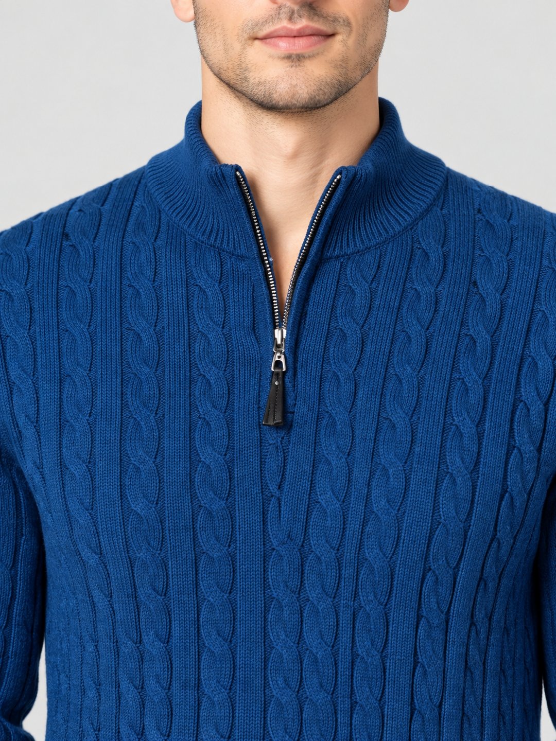 Blue Solid Sweater