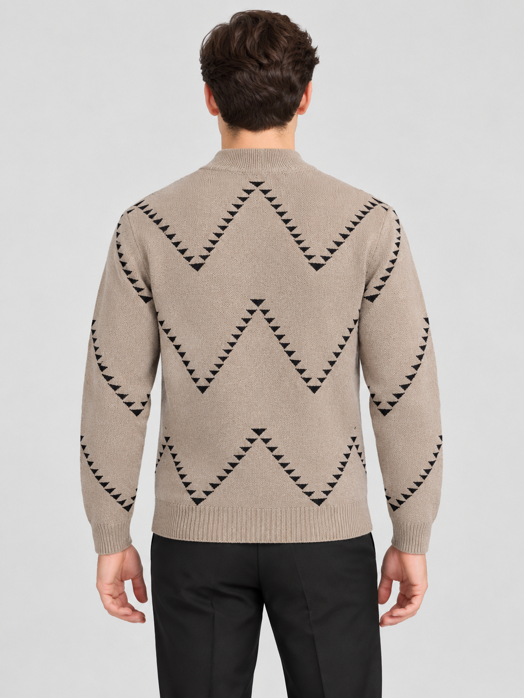 Brown Self Design Sweater