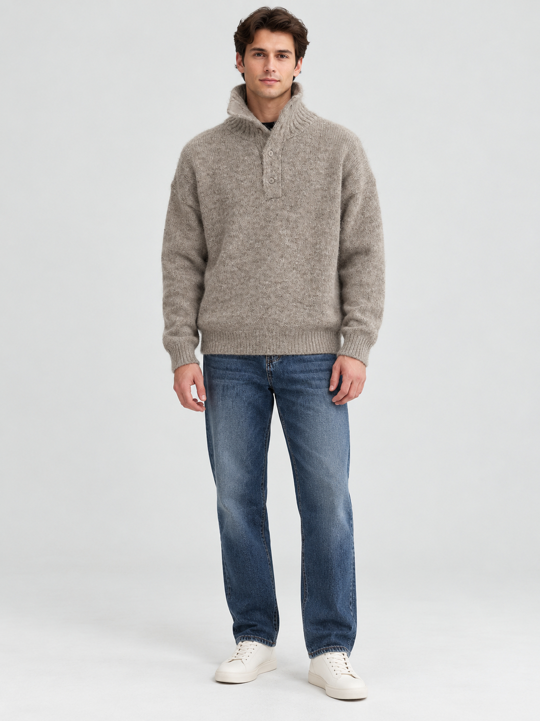 Grey Self Design Sweater
