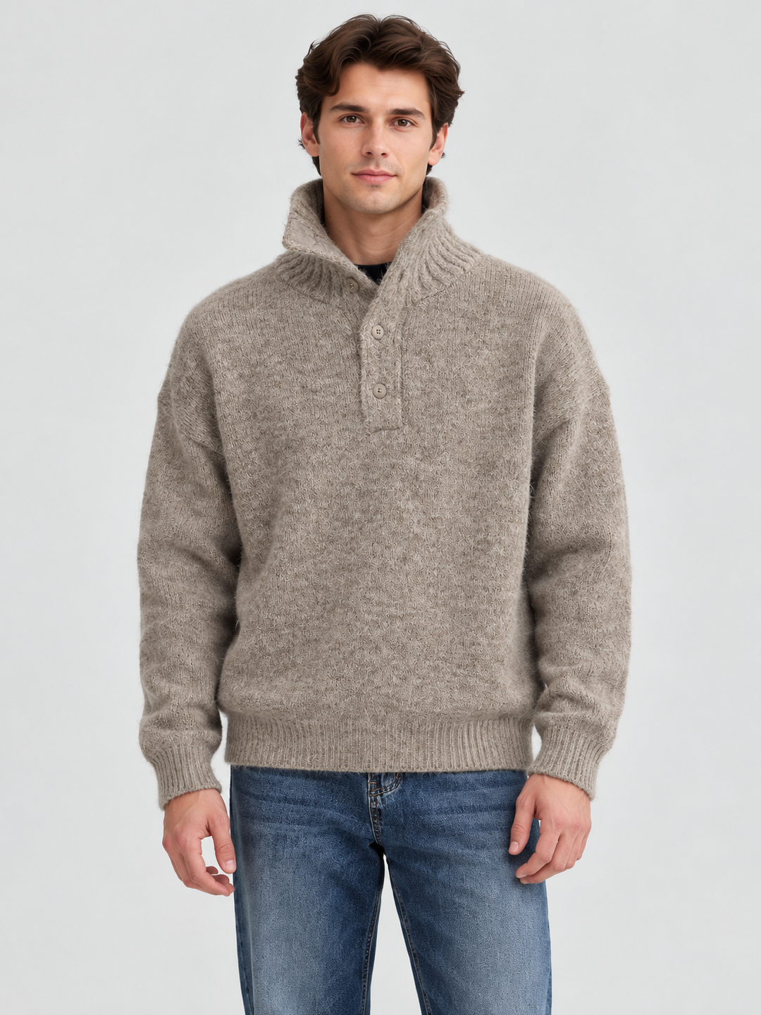 Grey Self Design Sweater