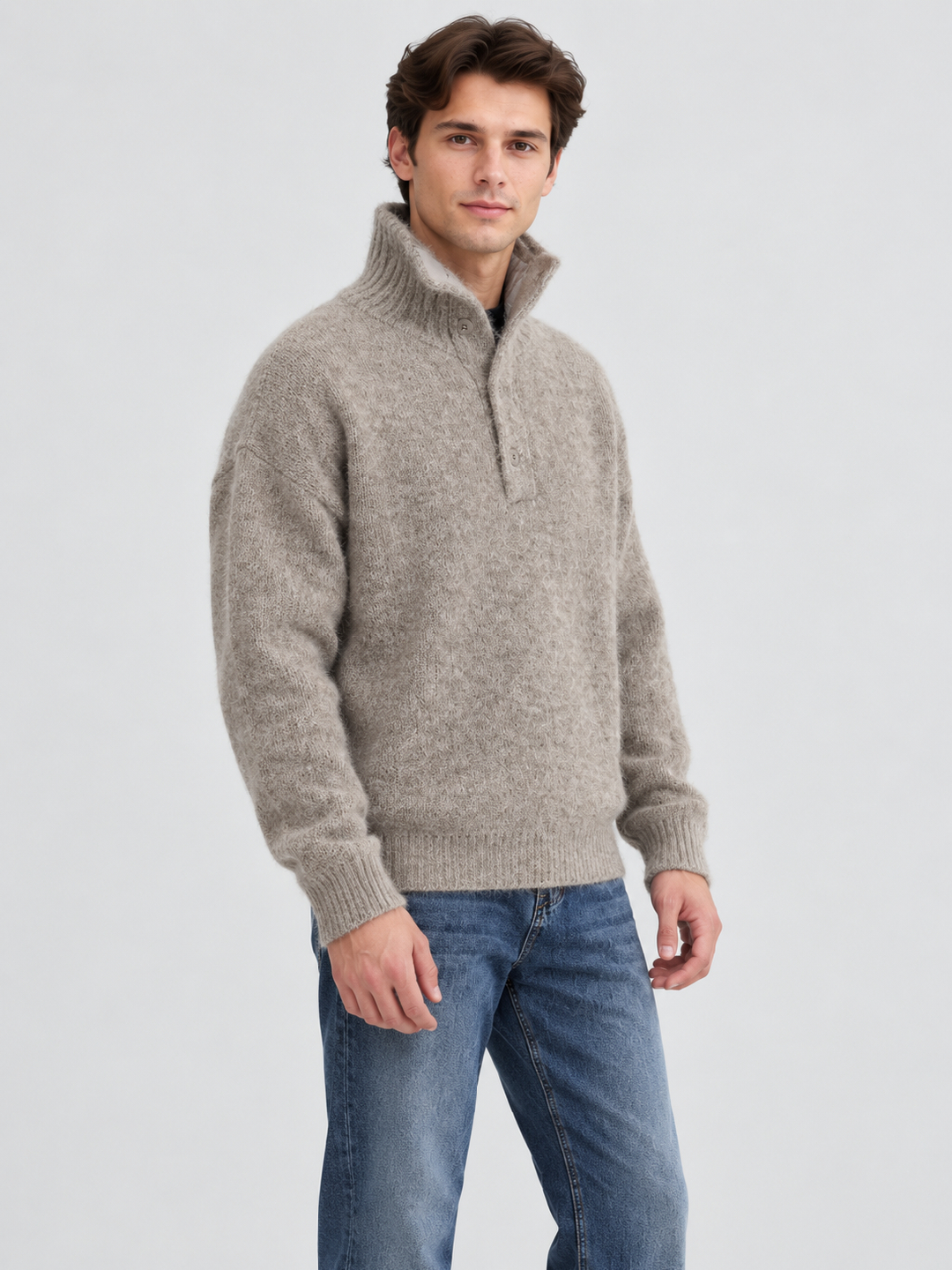 Grey Self Design Sweater