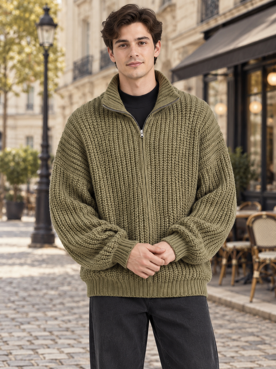 Green Solid Sweater