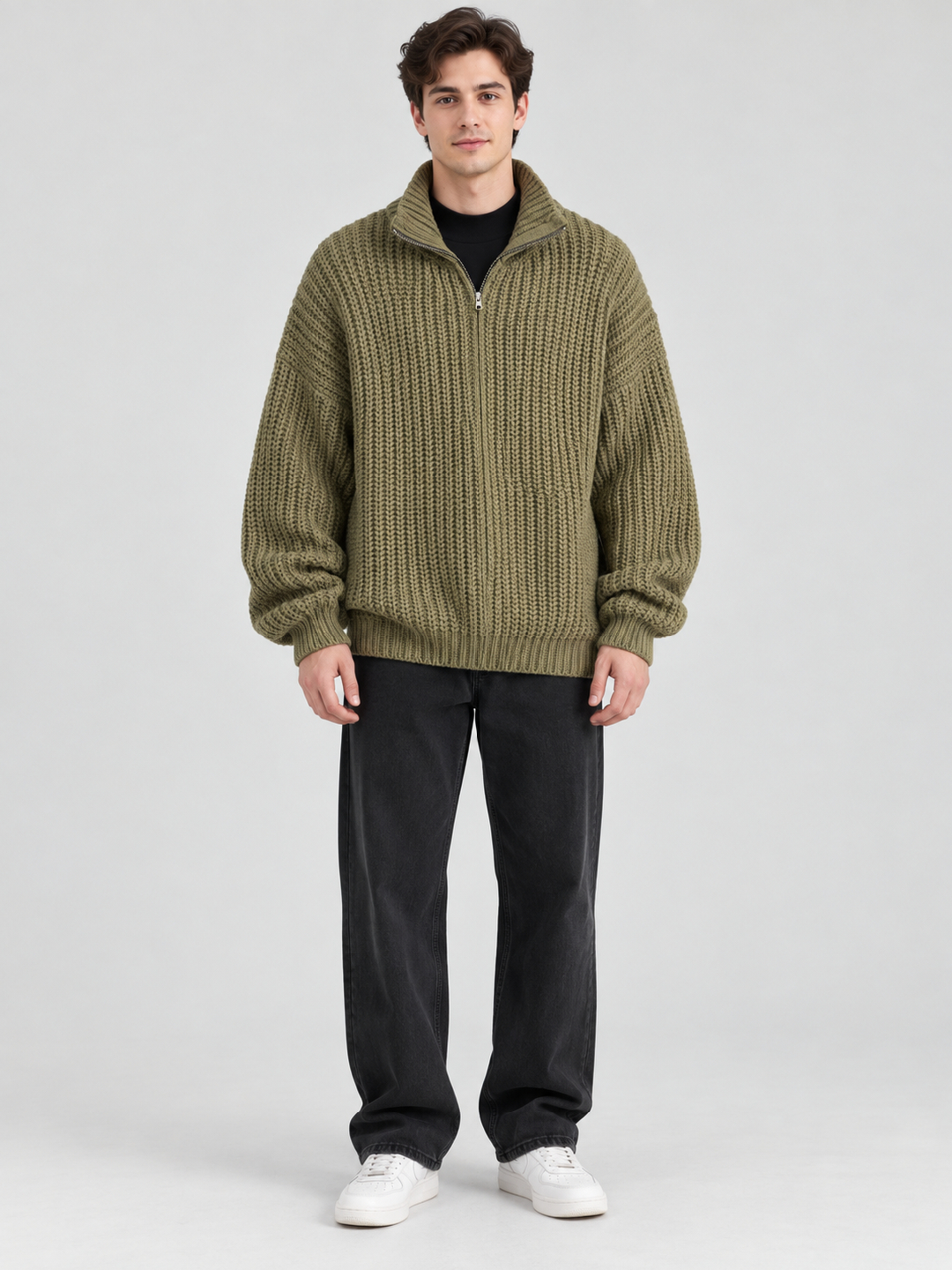 Green Solid Sweater